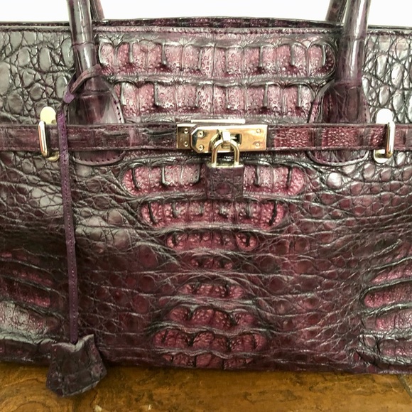 Genuine Crocodile Skin Top Handle Handbag - Picture 4 of 9